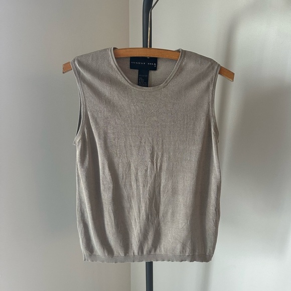 August Silk Gray Ribbed Sleeveless Muscle Tee - Picture 1 of 6